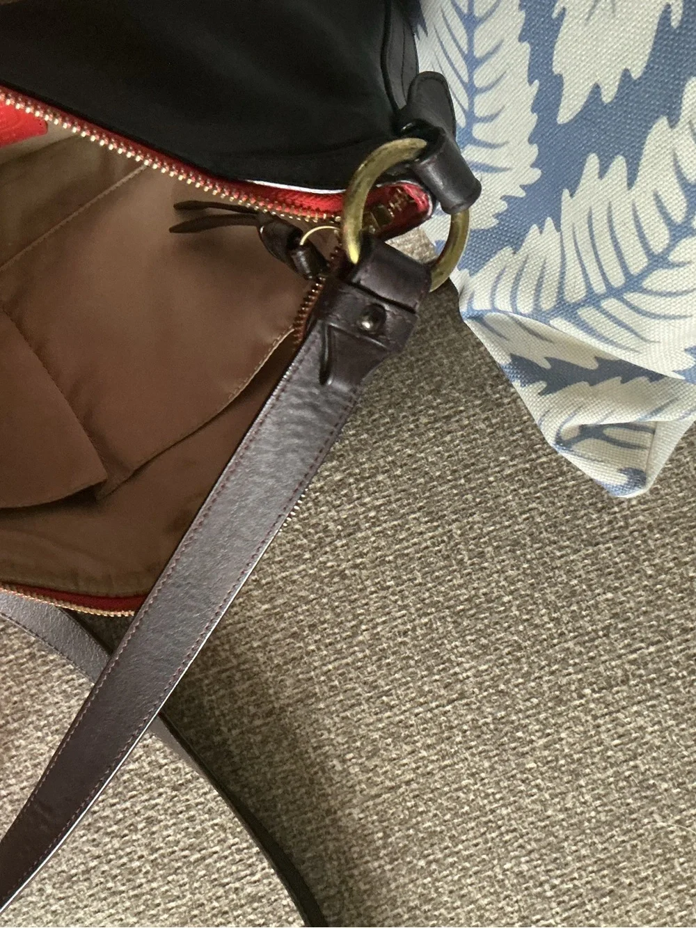 Coach black Leather Crossbody with orange Accents